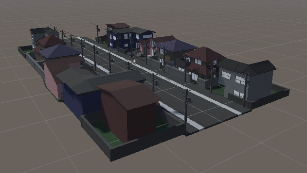 【3D背景】ローポリの住宅街