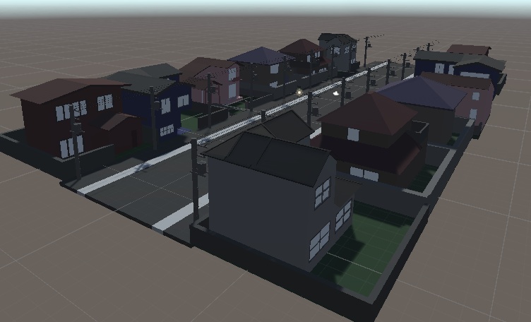 【3D背景】ローポリの住宅街