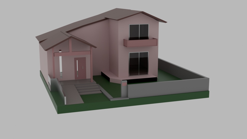 【3D背景】ローポリの住宅街