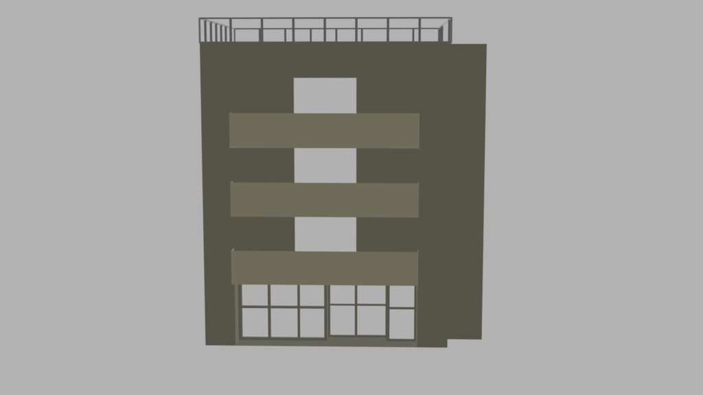 ローポリ都市街区セット(建物10棟+道路+電柱)