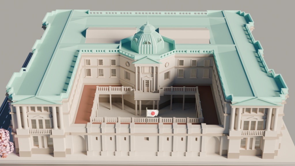 【ローポリ】日本銀行【Blender 4.4.0】