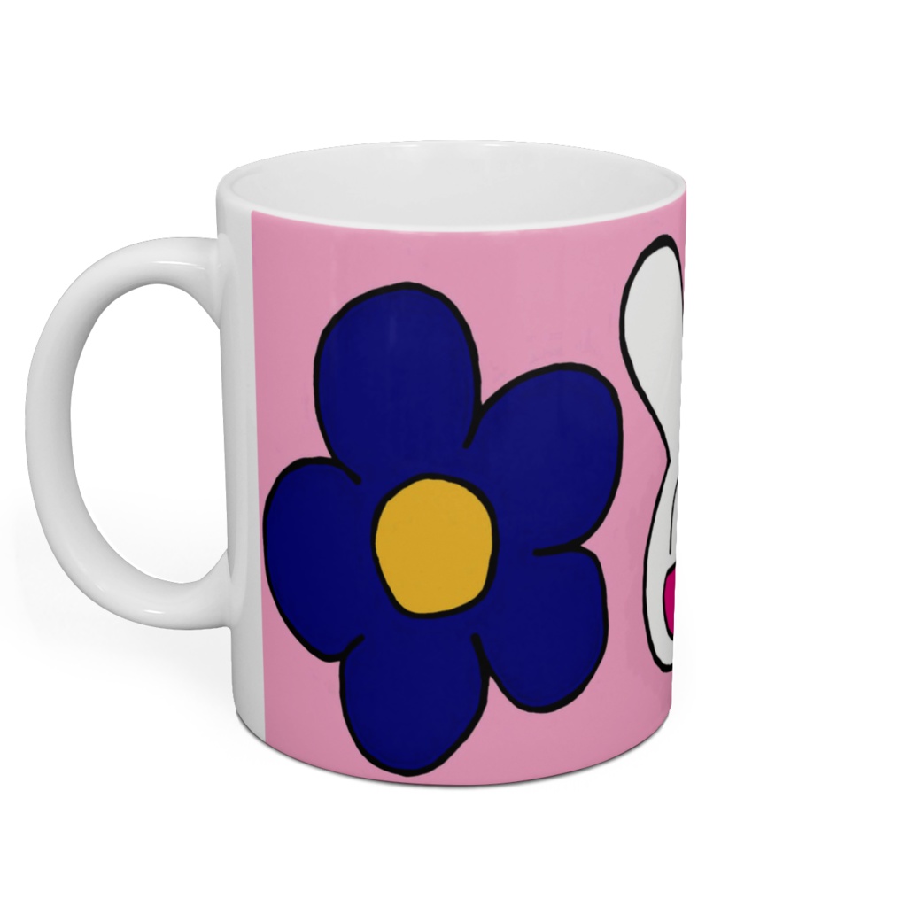 お花とリンゴとニコニコウサギのカップ