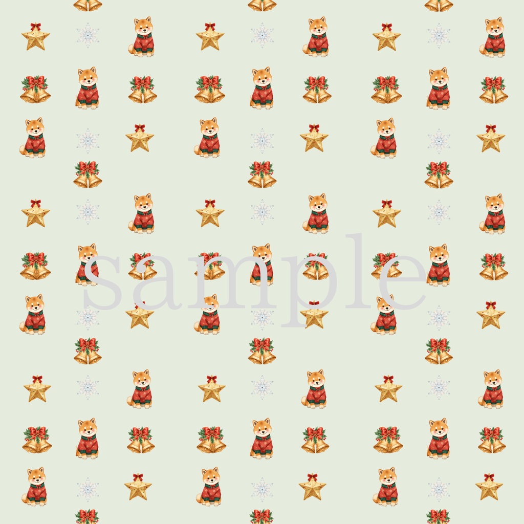 柴犬とクリスマス柄 5色セット デジタルペーパー/PNGデータ