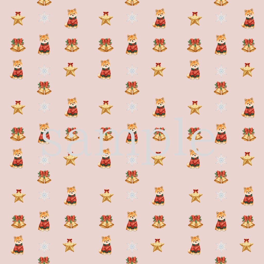 柴犬とクリスマス柄 5色セット デジタルペーパー/PNGデータ