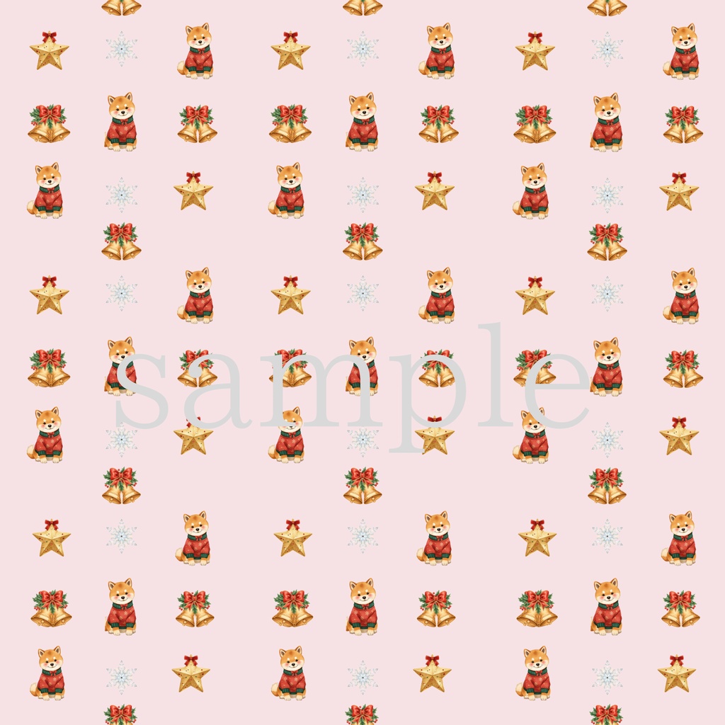 柴犬とクリスマス柄 5色セット デジタルペーパー/PNGデータ