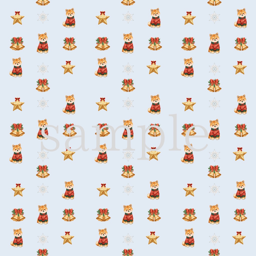 柴犬とクリスマス柄 5色セット デジタルペーパー/PNGデータ