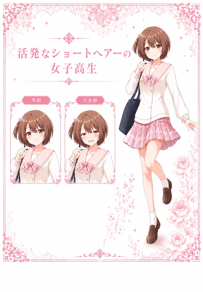 【立ち絵素材】活発なショートヘアーの女子高生