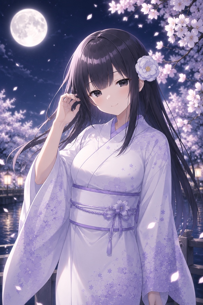 【立ち絵素材10】黒髪の清楚な着物の女性(和服)