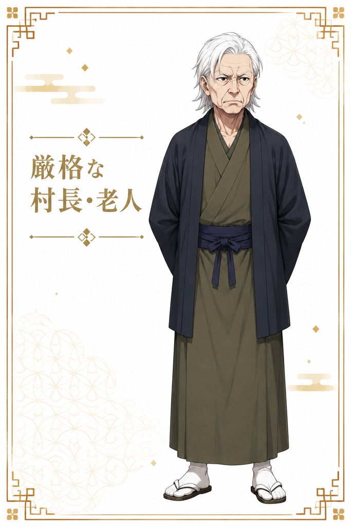 【立ち絵素材】【無料】厳格な村長・老人