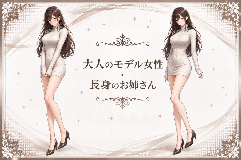 【立ち絵素材】衣装差分有:大人のモデル・長身のお姉さん(女性)