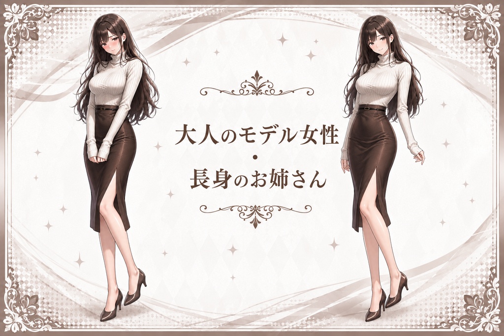 【立ち絵素材】衣装差分有：大人のモデル・長身のお姉さん（女性）