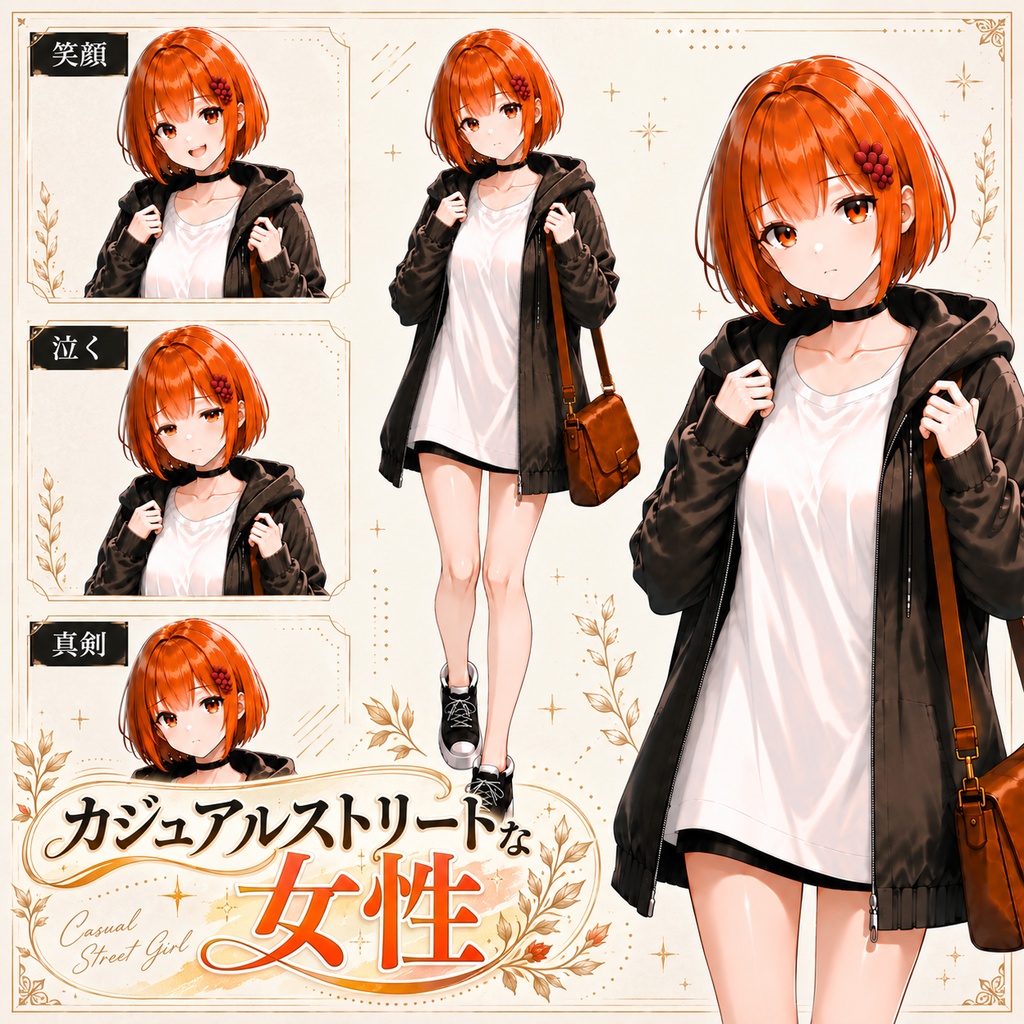 【立ち絵素材28】カジュアルストリートな女性