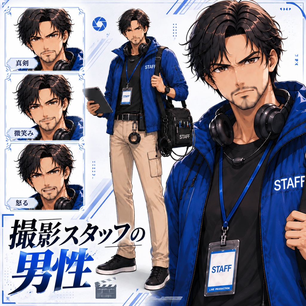【立ち絵素材37】【無料】撮影スタッフの男性
