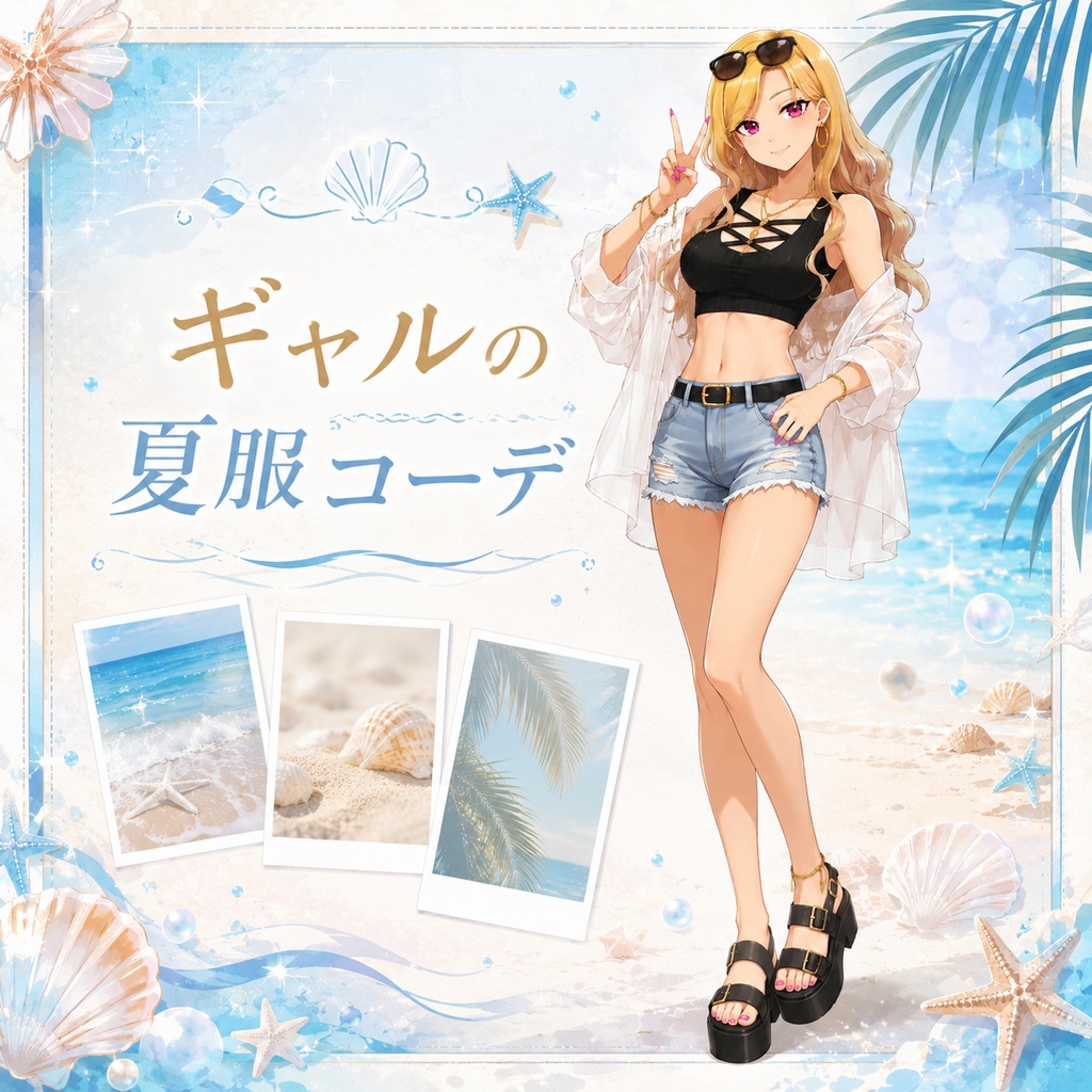 【立ち絵素材】【無料】海にいそうなギャル・夏服コーデ