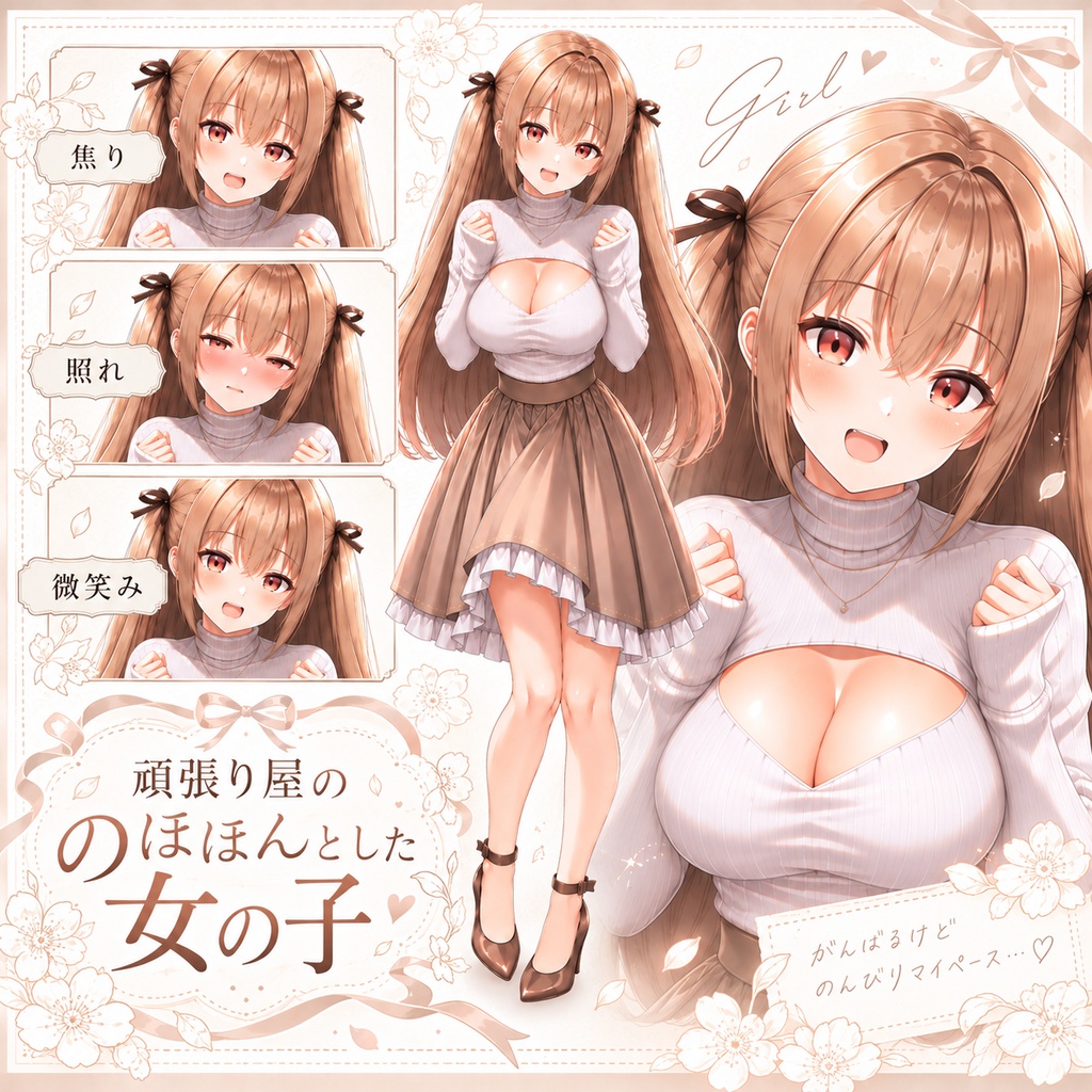 【立ち絵素材49】頑張り屋ののほほんとした女の子