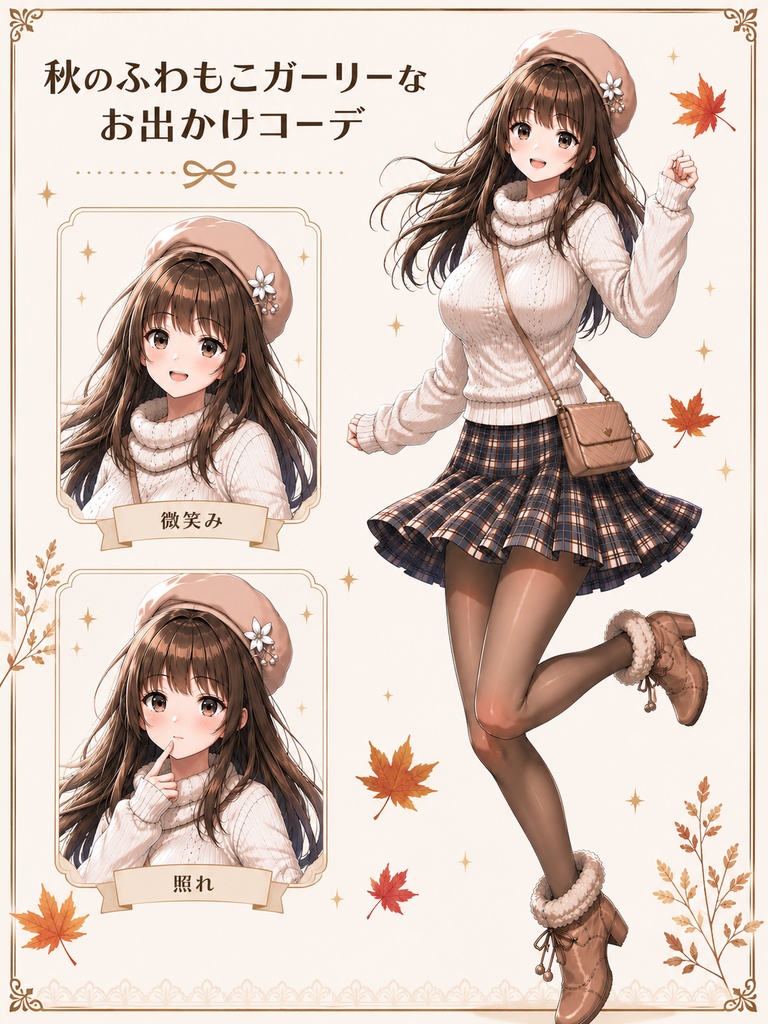 【立ち絵素材】秋服うわもこ天然少女/パイスラニット構図