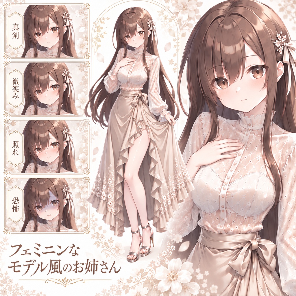 【立ち絵素材53】フェミニンなモデル風のお姉さん