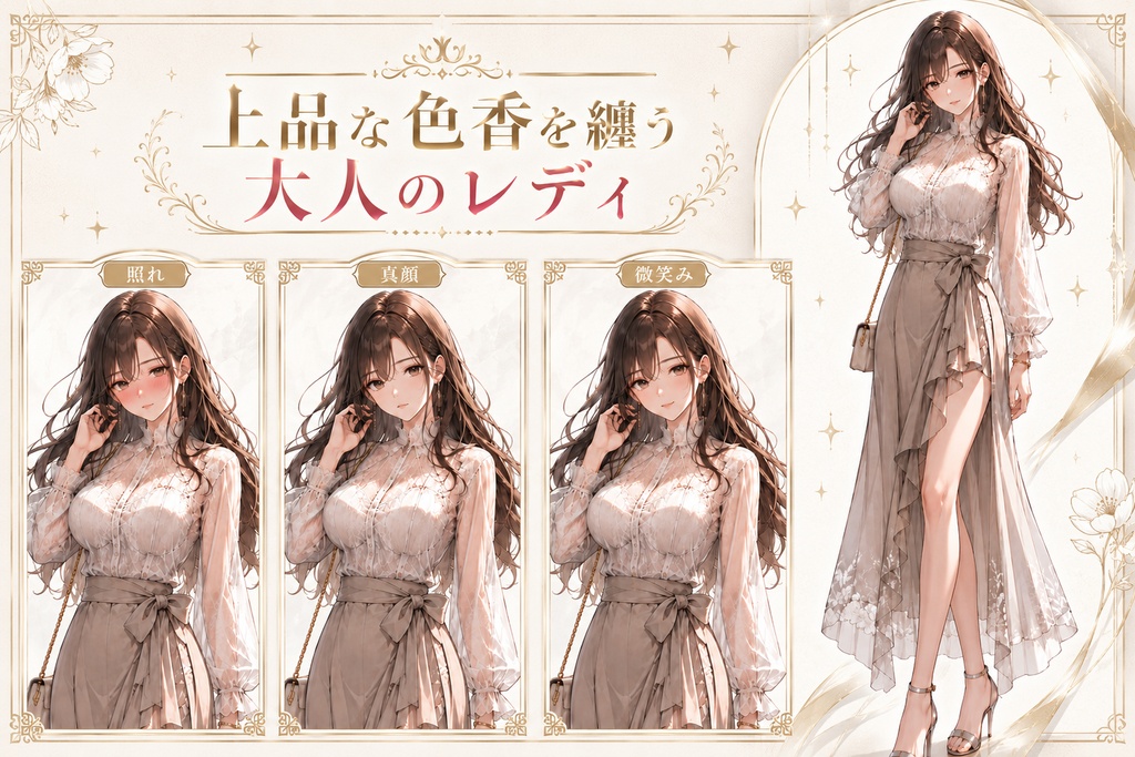 【立ち絵素材】上品な色香を纏う大人のレディ【モデル】