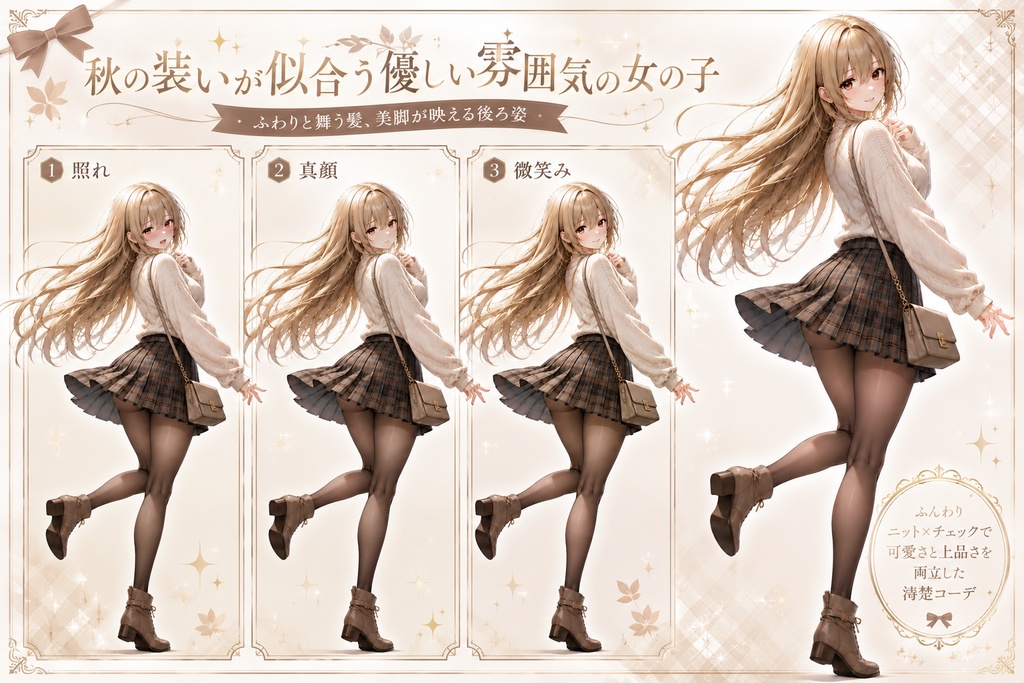 【立ち絵素材】秋の装いが似合う優しい雰囲気の女の子