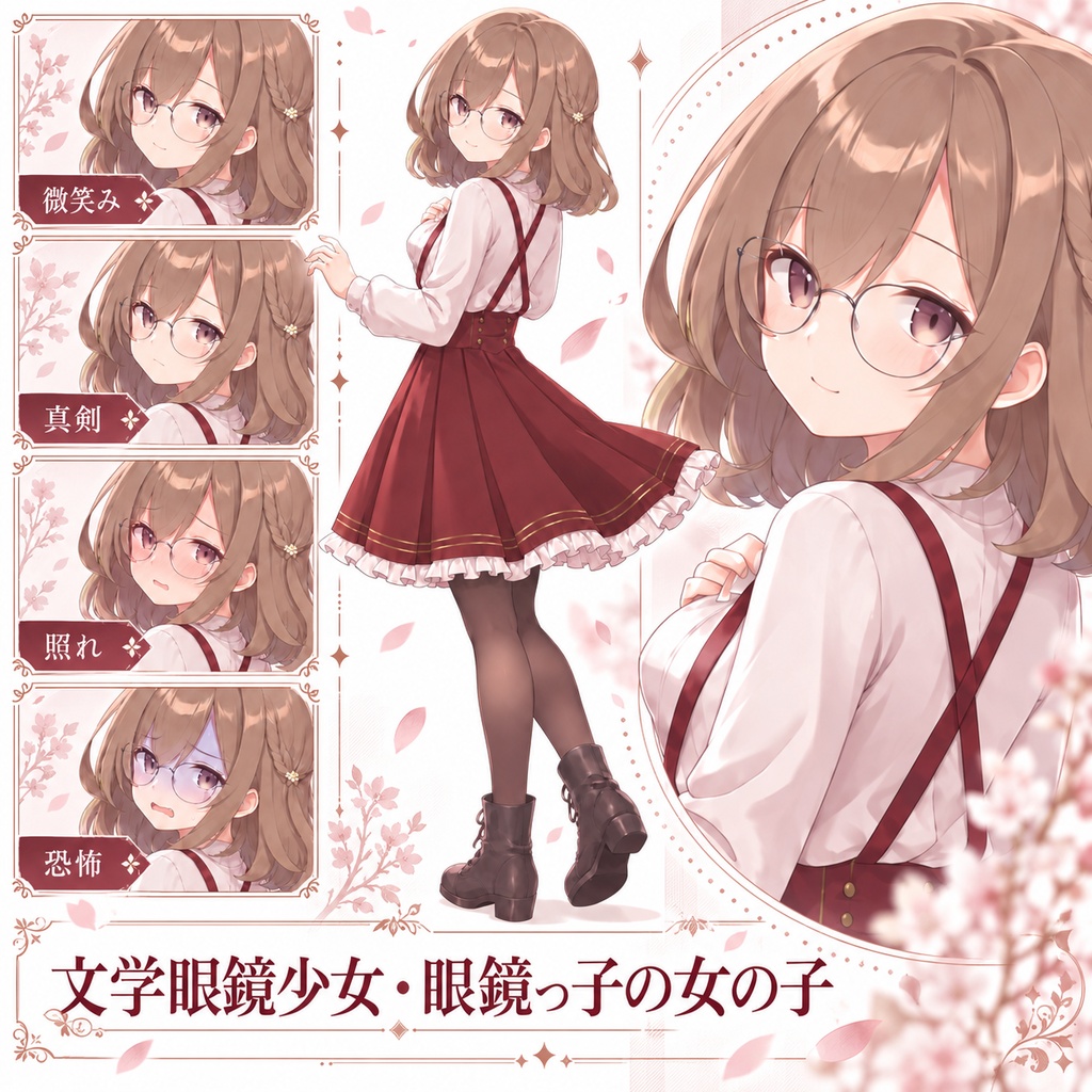 【立ち絵素材56】文学眼鏡少女・眼鏡っ子の女の子