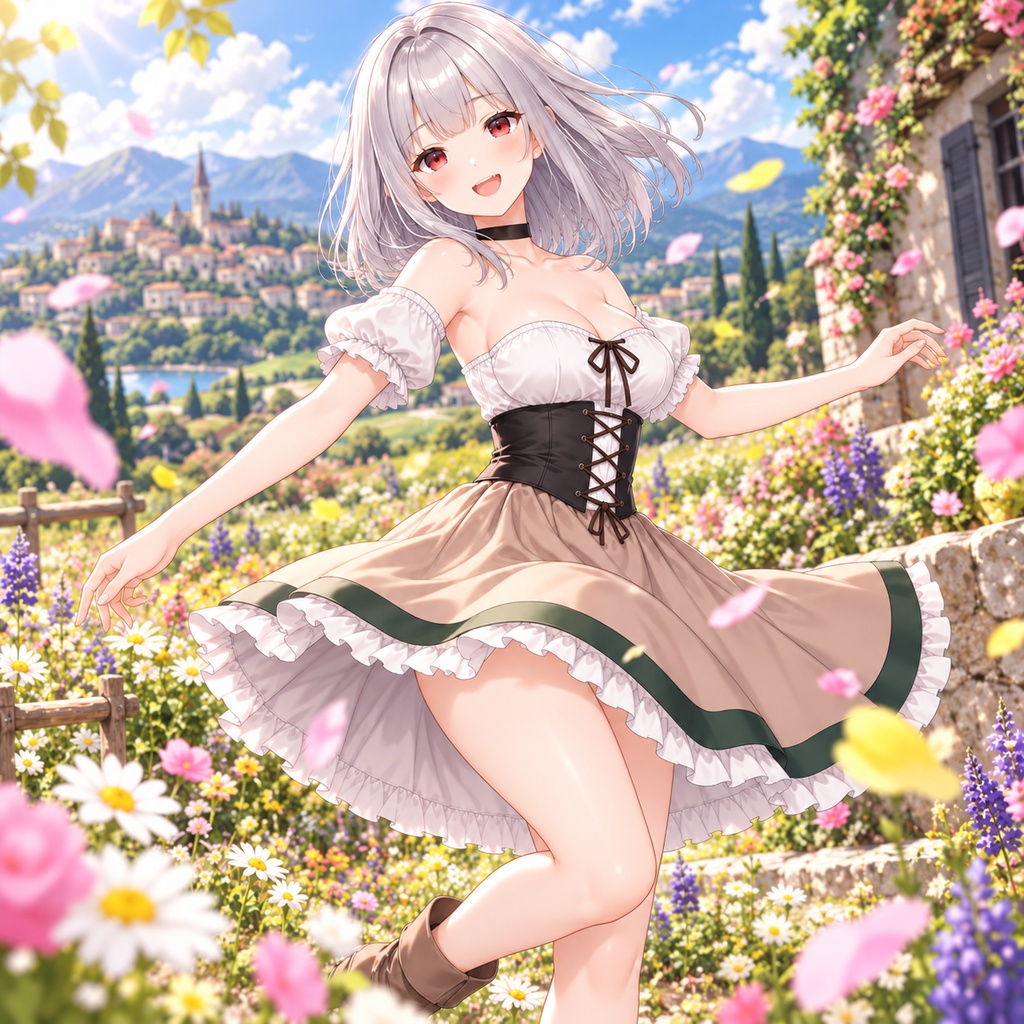 【立ち絵素材75】欧州ヨーロッパー風の銀髪赤眼の女性