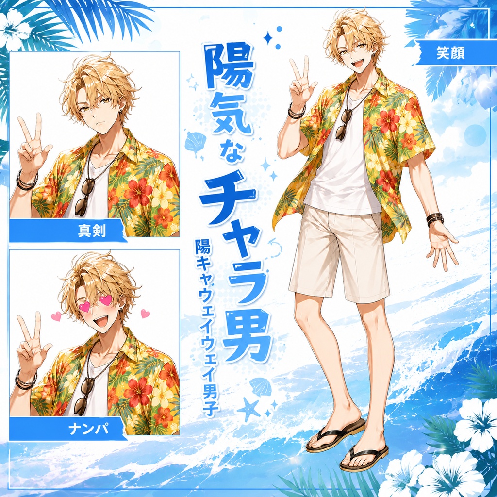 【立ち絵素材85】【無料】陽気なチャラ男・陽キャ男子