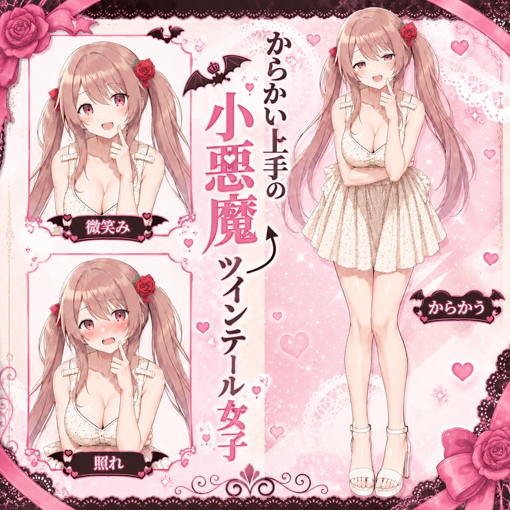 【立ち絵素材89】からかい上手の小悪魔系のツインテールの女の子