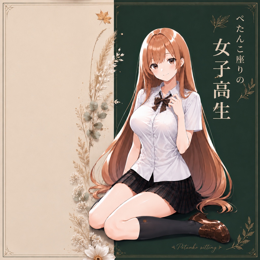 【立ち絵素材95】【無料】ぺたんこ座りの女子高生