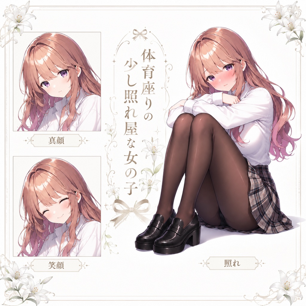 【立ち絵素材102】体育座りの少し照れ屋な女の子