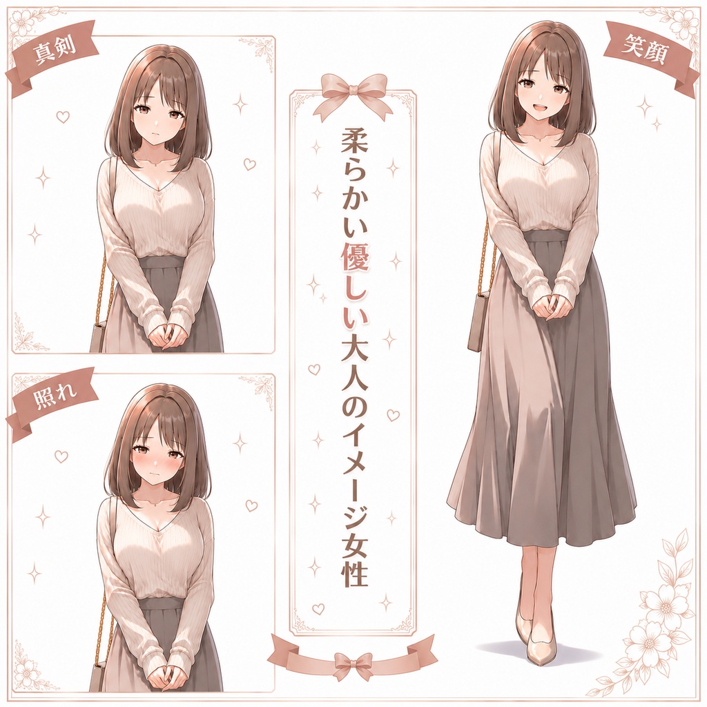【立ち絵素材105】柔らかい優しい大人のイメージ女性