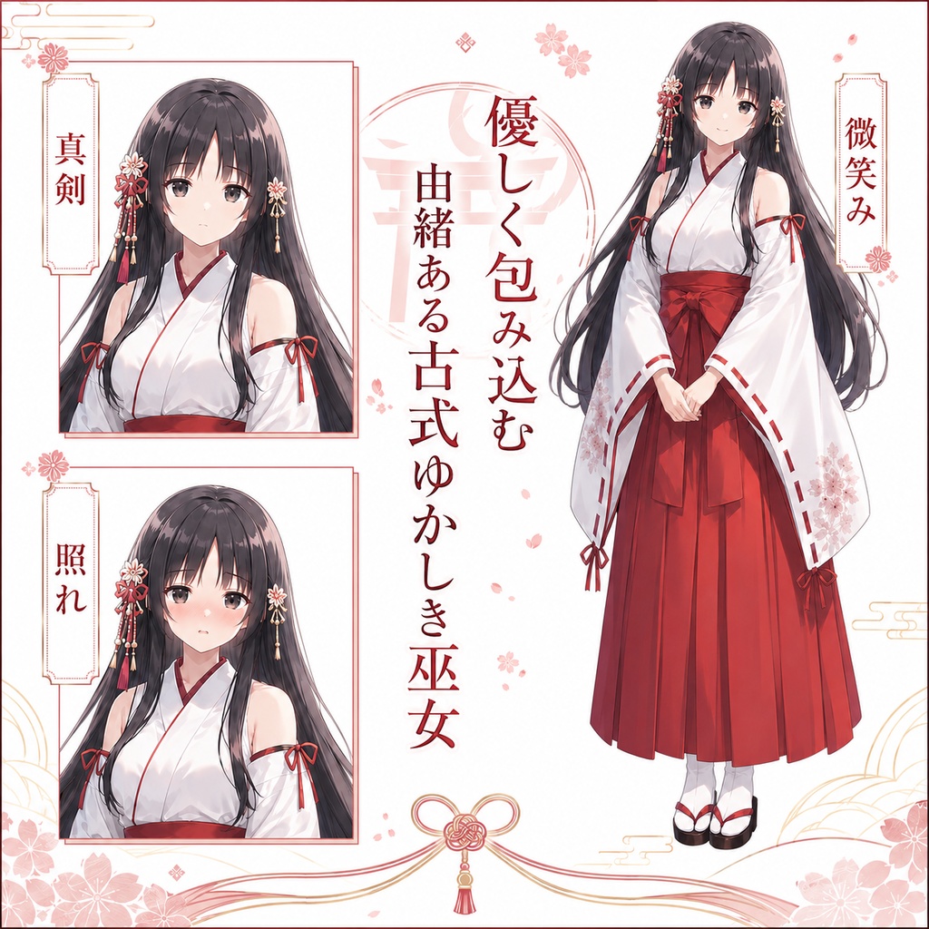 【立ち絵素材107】優しく包み込む由緒ある古式ゆかしき巫女