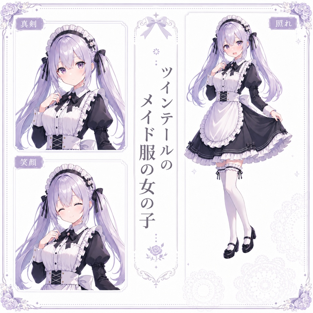 【立ち絵素材113】ツインテールメイド服の女の子