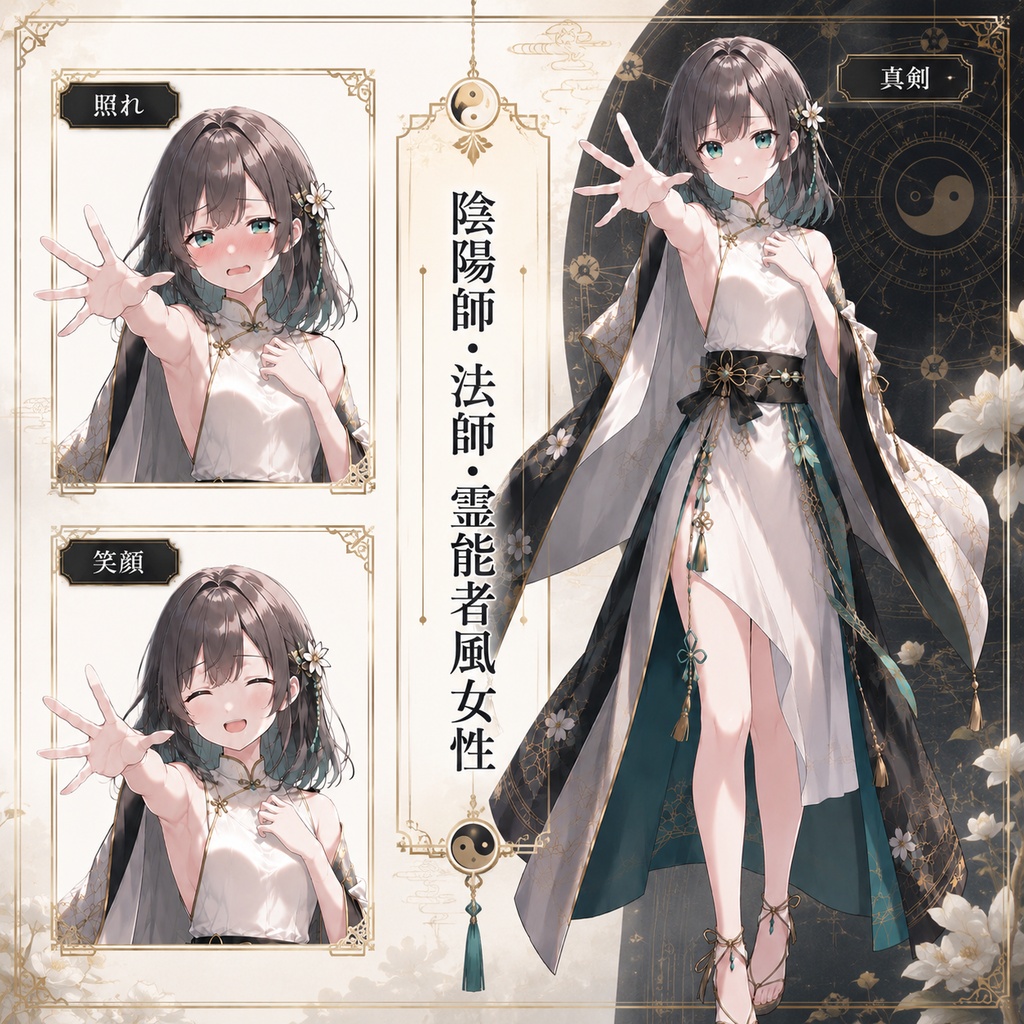 【立ち絵素材121】陰陽師・法師・霊能者風女性
