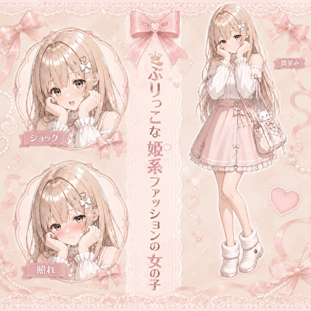 【立ち絵素材140】ぶりっこでオシャレカワイイ姫系ファッション