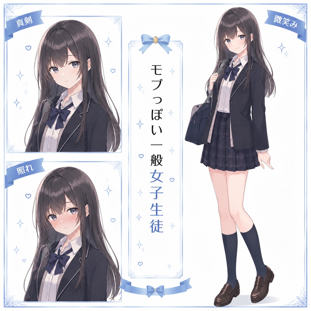 【立ち絵素材155】モブっぽい一般女子生徒