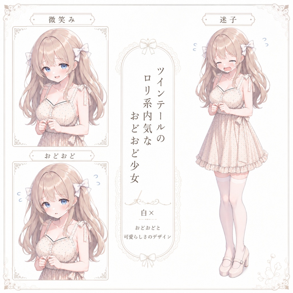 【立ち絵素材156】ツインテールのロリ系内気なおどおど少女