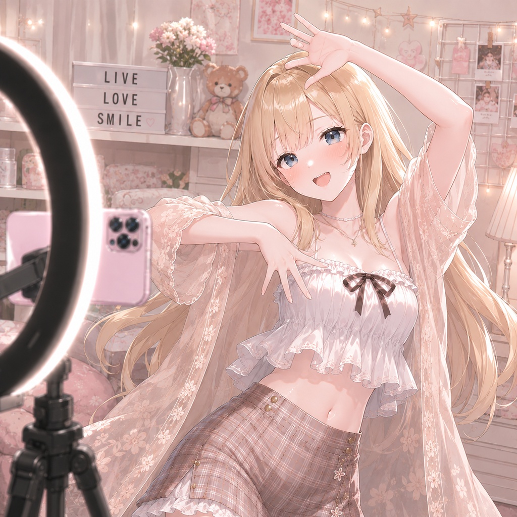 【立ち絵素材158】フェミニン系オシャレな配信者の女の子