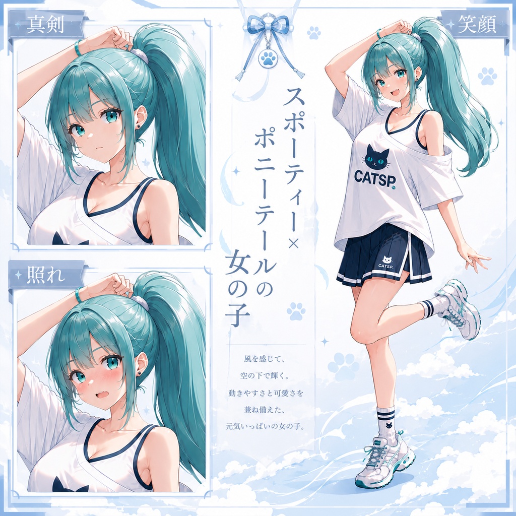 【立ち絵素材159】スポーティー×ポニーテールの女の子