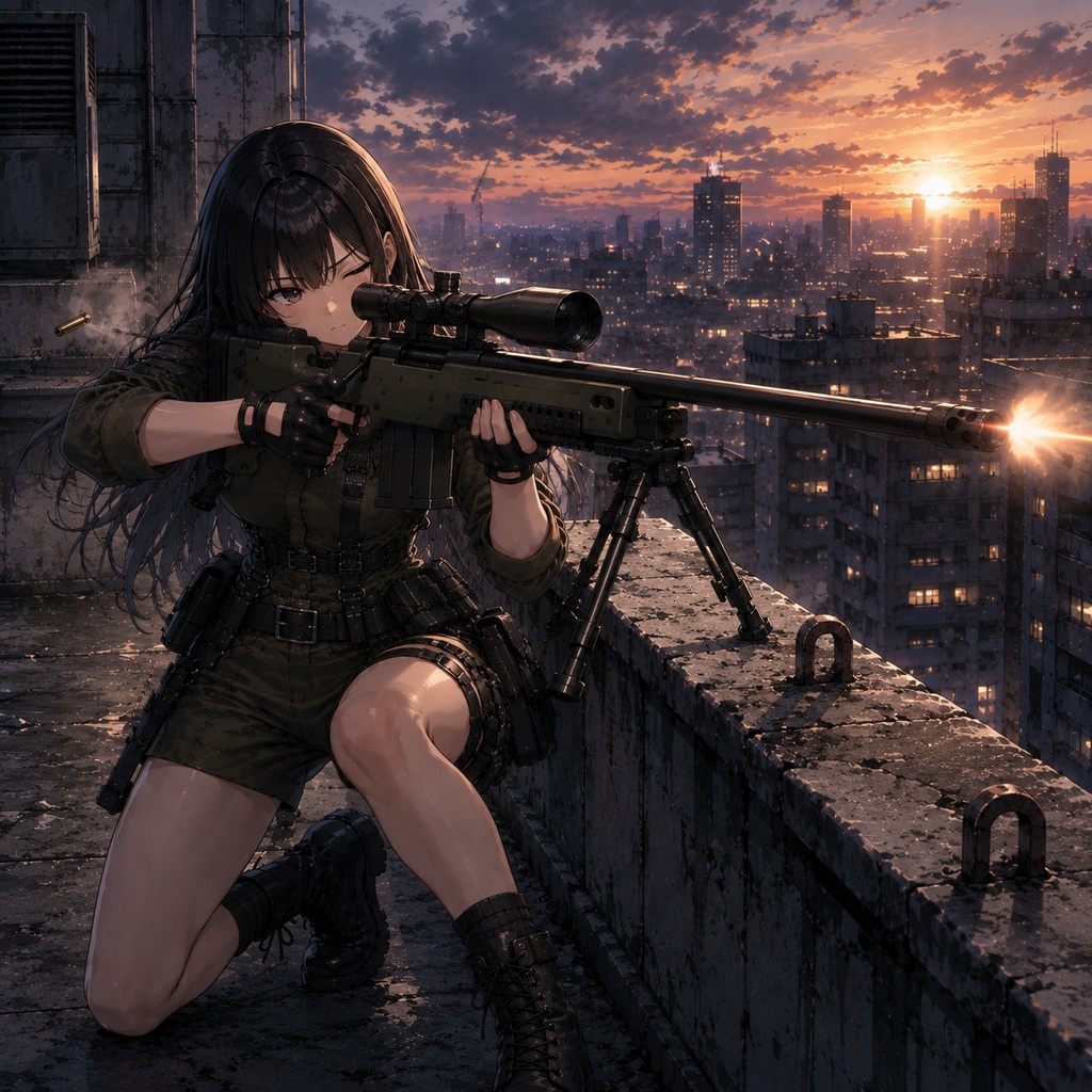 【立ち絵素材166】【無料】スナイパー・特殊部隊・傭兵の女性