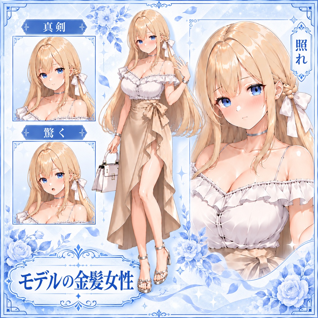 【立ち絵素材173】金髪のモデル女性