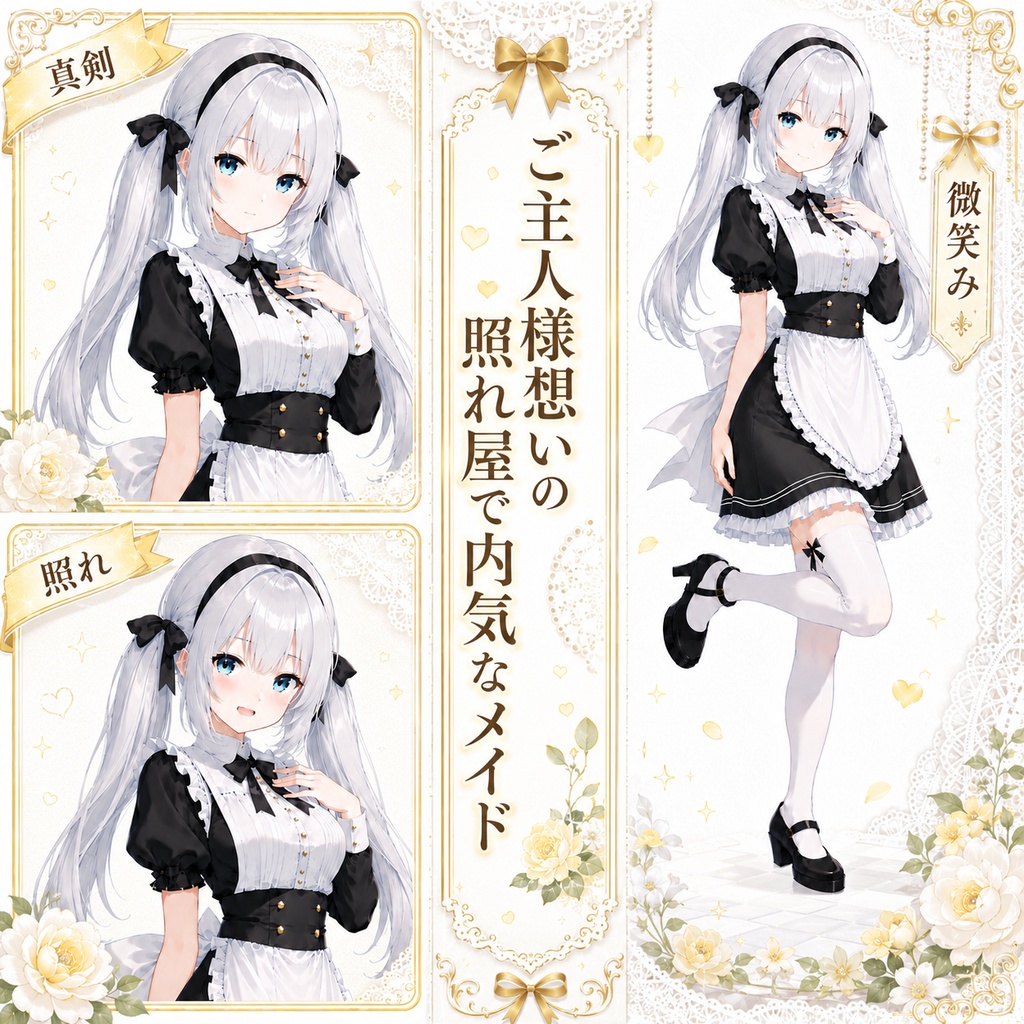 【立ち絵素材177】ご主人様想いの照れ屋で内気なメイド