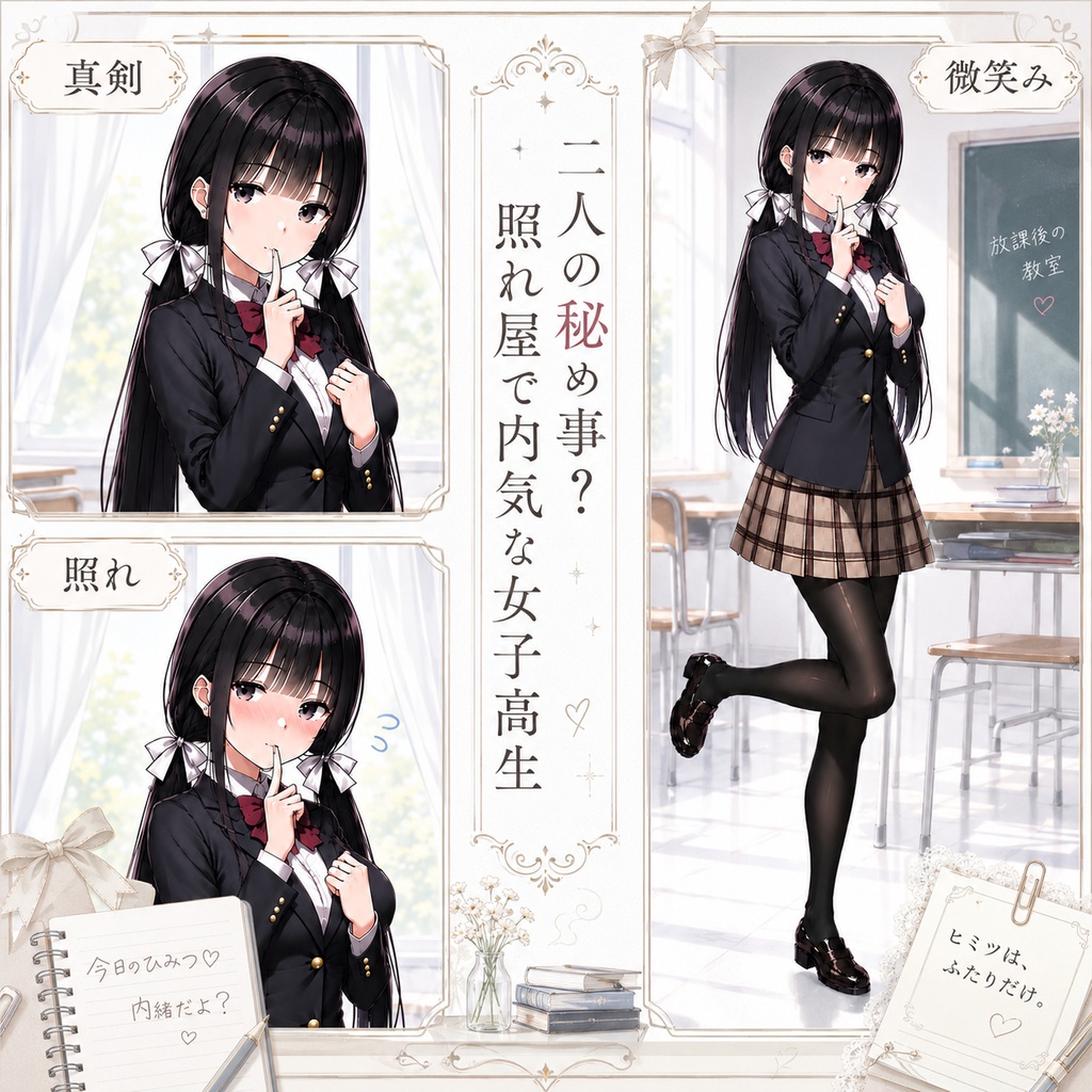 【立ち絵素材179】二人の秘め事？照れ屋で内気な女子高生 
