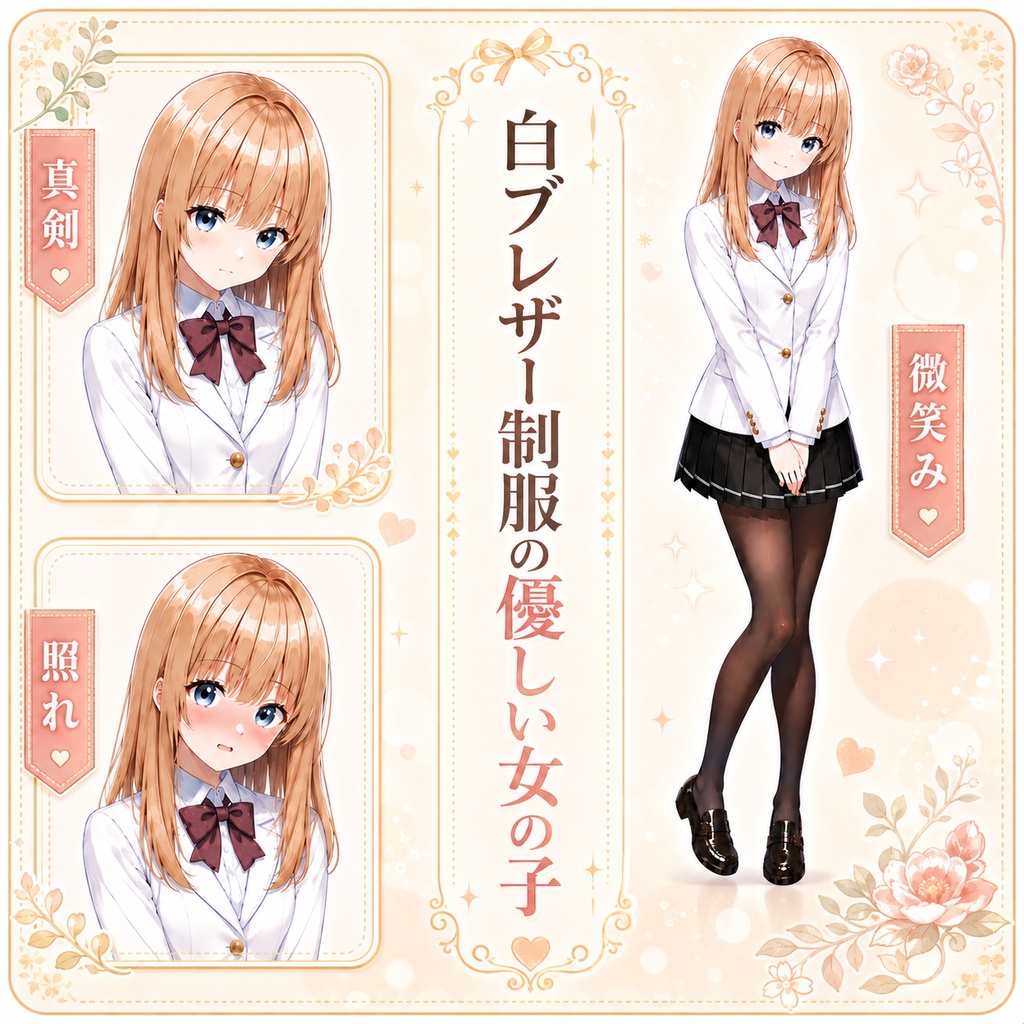 【立ち絵素材184】白ブレザー制服の優しい女の子