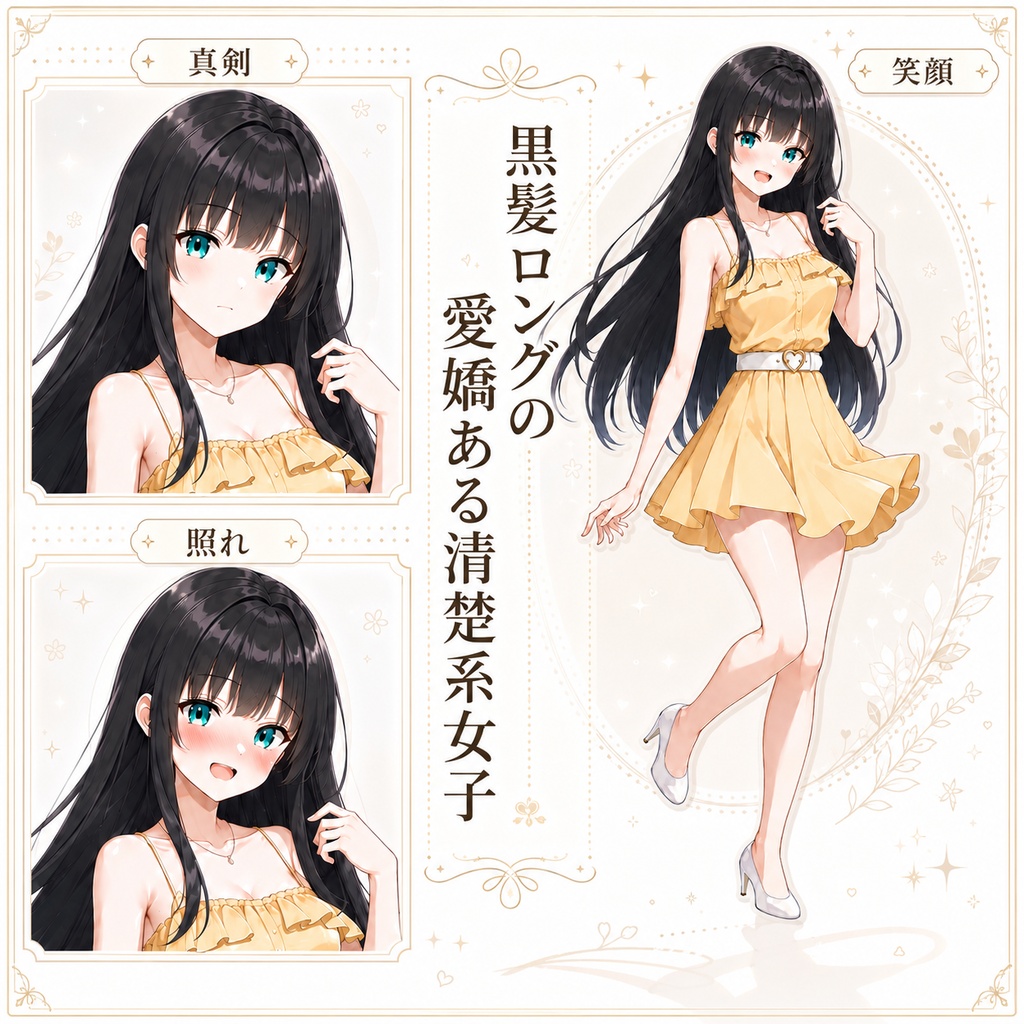 【立ち絵素材185】黒髪ロングの愛嬌ある清楚系女子