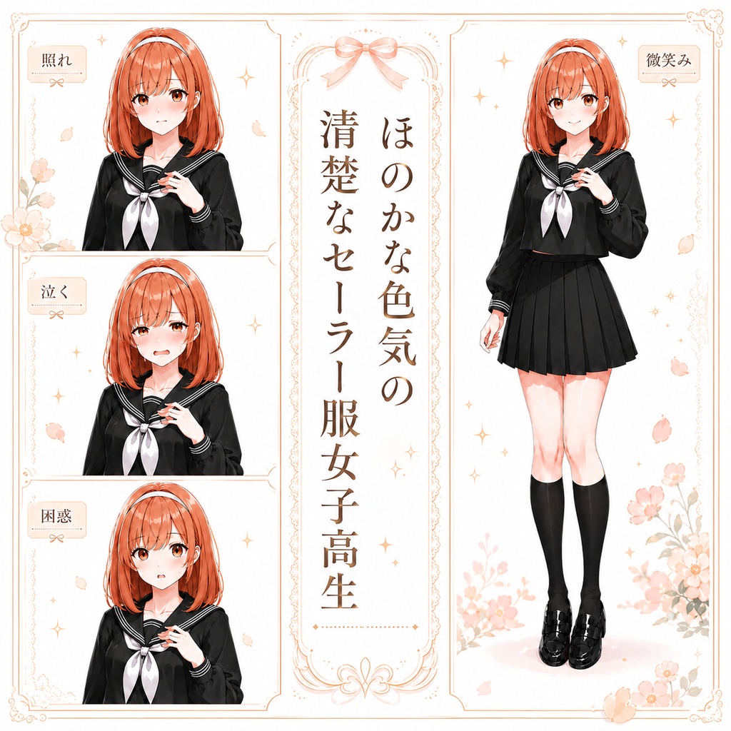【立ち絵素材186】ほのかな色気の清楚なセーラー服女子高生