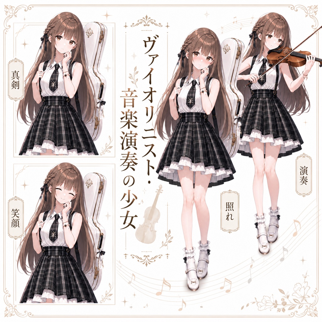 【立ち絵素材194】ヴァイオリニスト・音楽演奏の少女