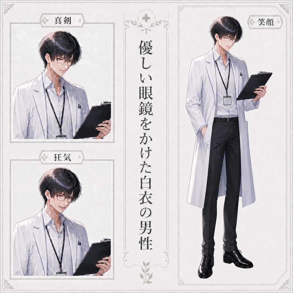 【立ち絵素材195】眼鏡の白衣の男性【薬剤師/医者/研究者】