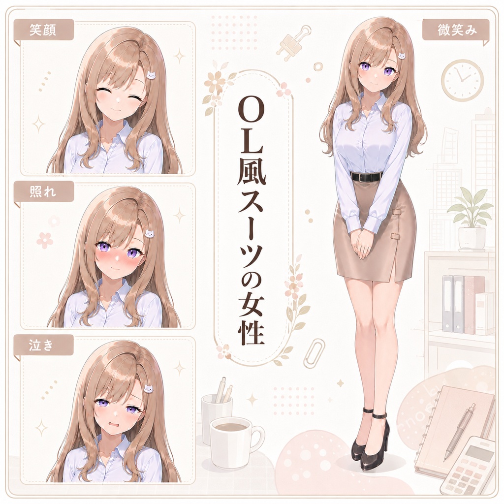 【立ち絵素材197】OL・事務員・刑事スーツの女性