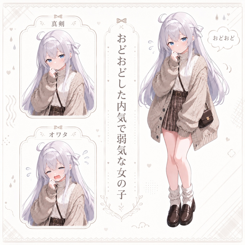【立ち絵素材204】おどおどした内気で弱気な女の子
