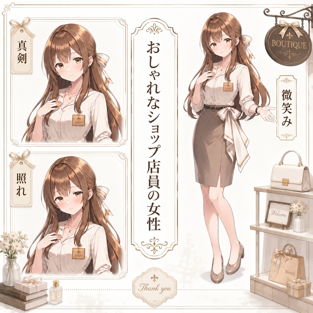【立ち絵素材212】おしゃれなショップ店員の女性